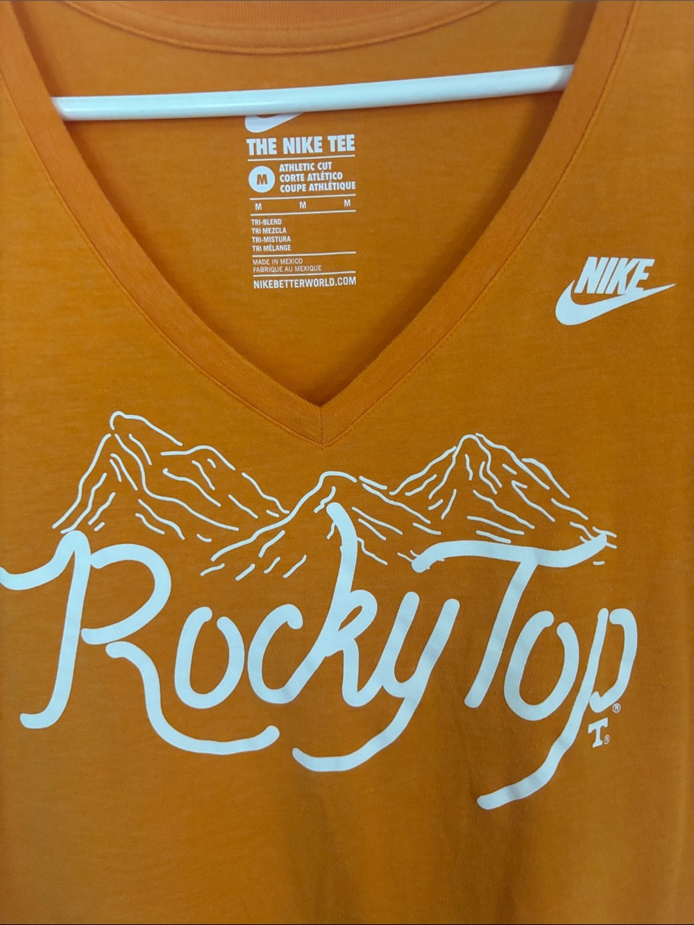 Nike Women's Orange Athletic Cut V-Neck 'Rocky Top' Graphic Tee - Picture 3 of 7
